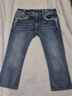 Women's Mid Wash Blue Embellished Pocket Jeans